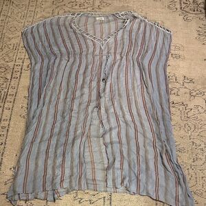 Urban Outfitters Light Blue Striped Boho Tunic full length cover up